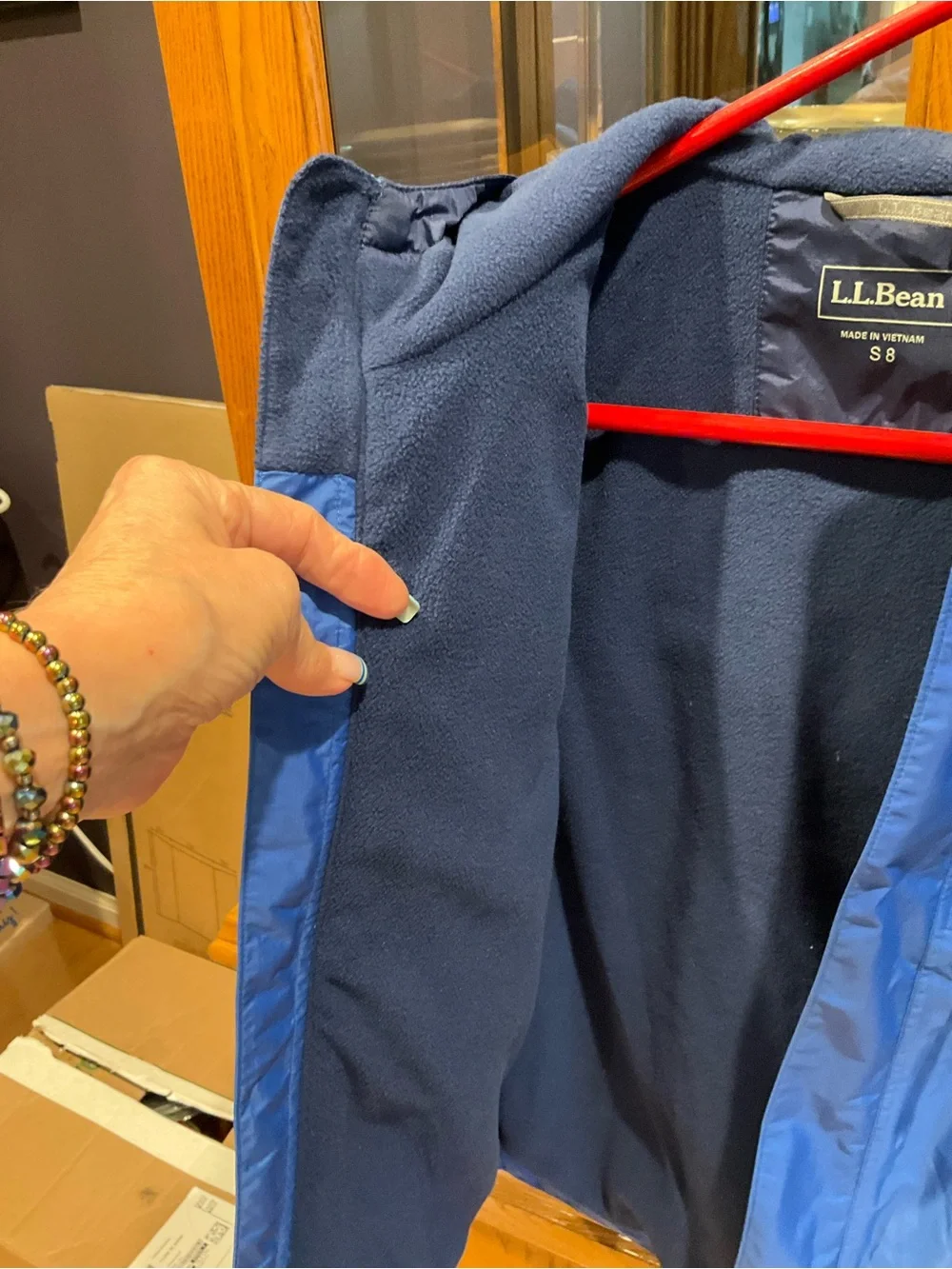 L.L. Bean Kids Blue and Navy Hooded Rain Jacket Coat 8